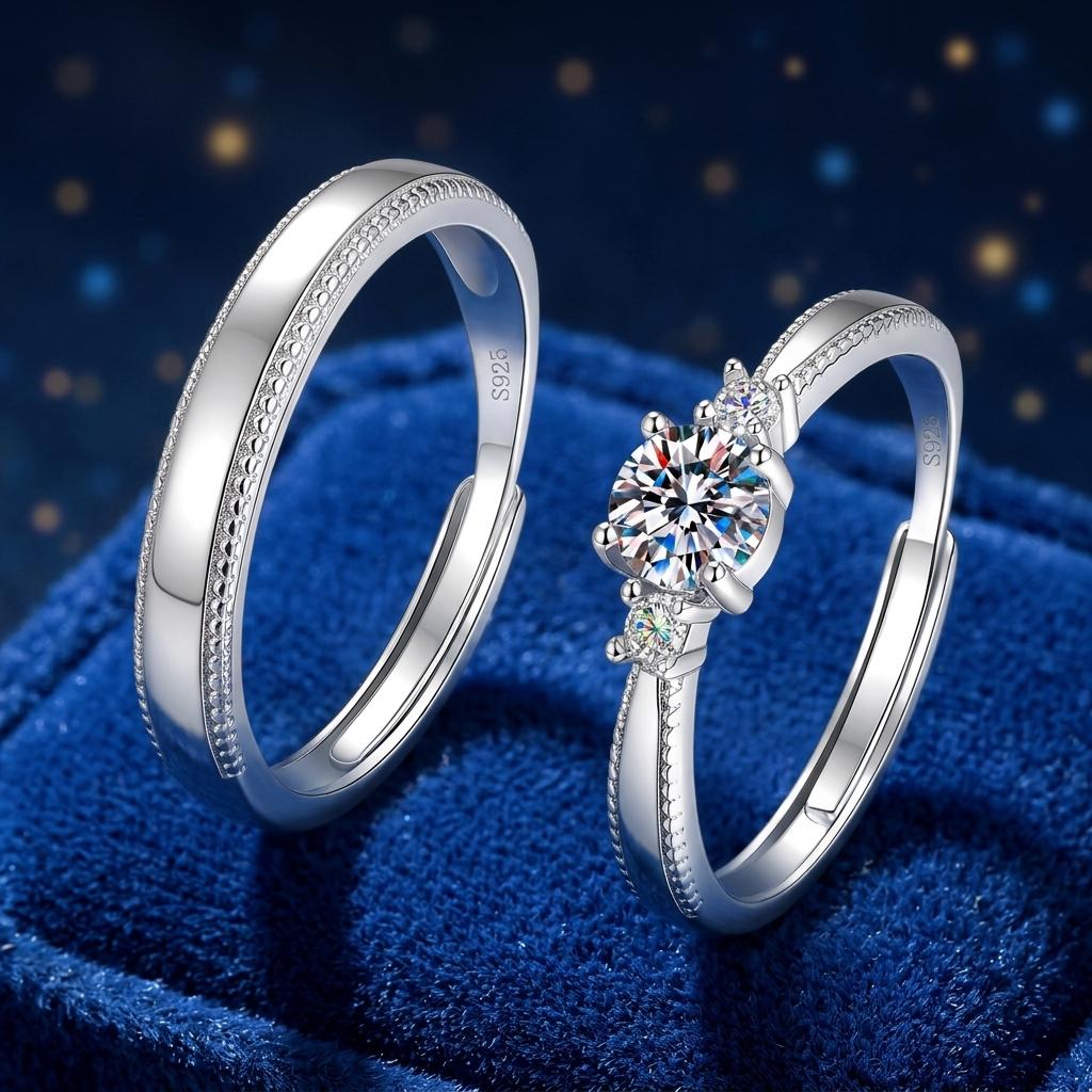 Men's Bling Moissanite Hip Hop Ring, Stylish Finger Ornament